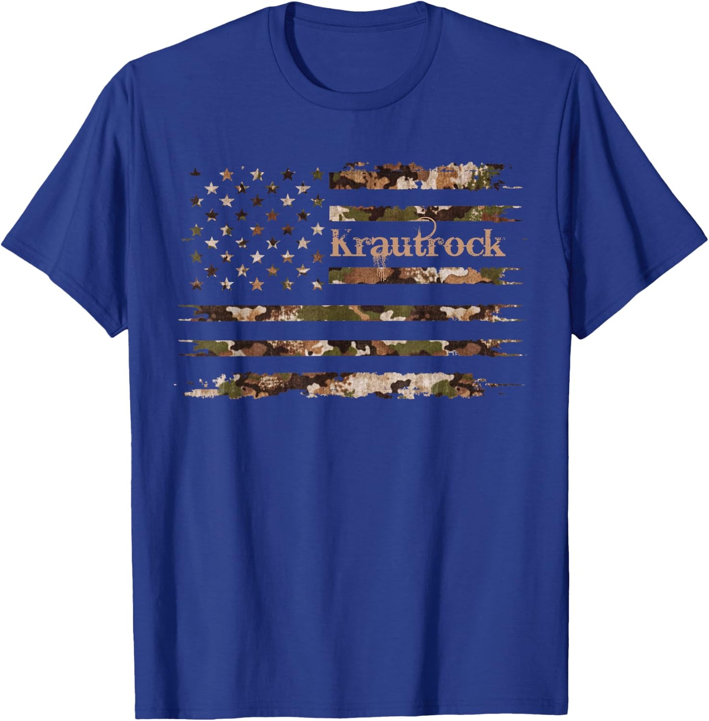 Krautrock German Rock Music Lover Desert Camo Distressed T-Shirt - T-Shirt | Royal