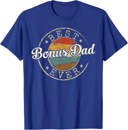 Best Bonus Dad Ever Vintage Stamp Fathers Day Dad to Be T-Shirt - T-Shirt | Royal