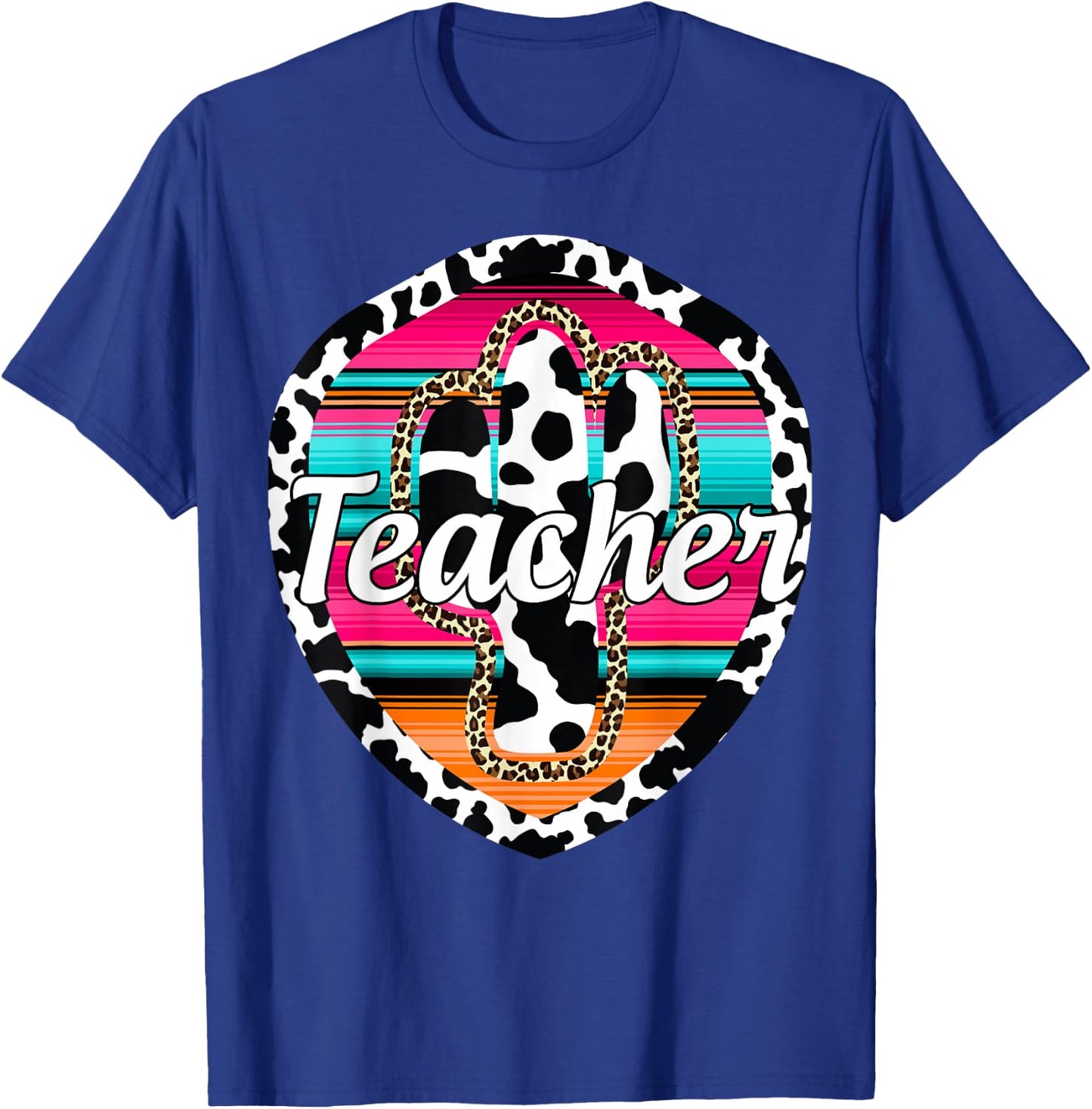 Teacher Serape Cactus Dessert Western Relashionship T-Shirt - T-Shirt | Royal
