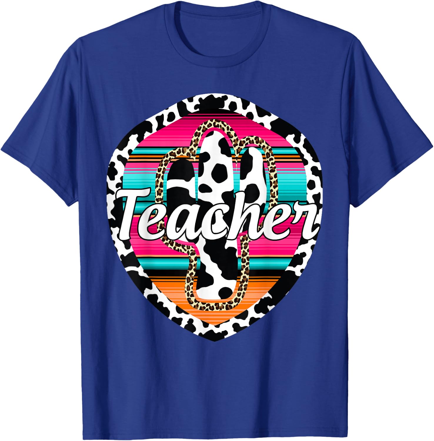 Teacher Serape Cactus Dessert Western Relashionship T-Shirt - T-Shirt | Royal