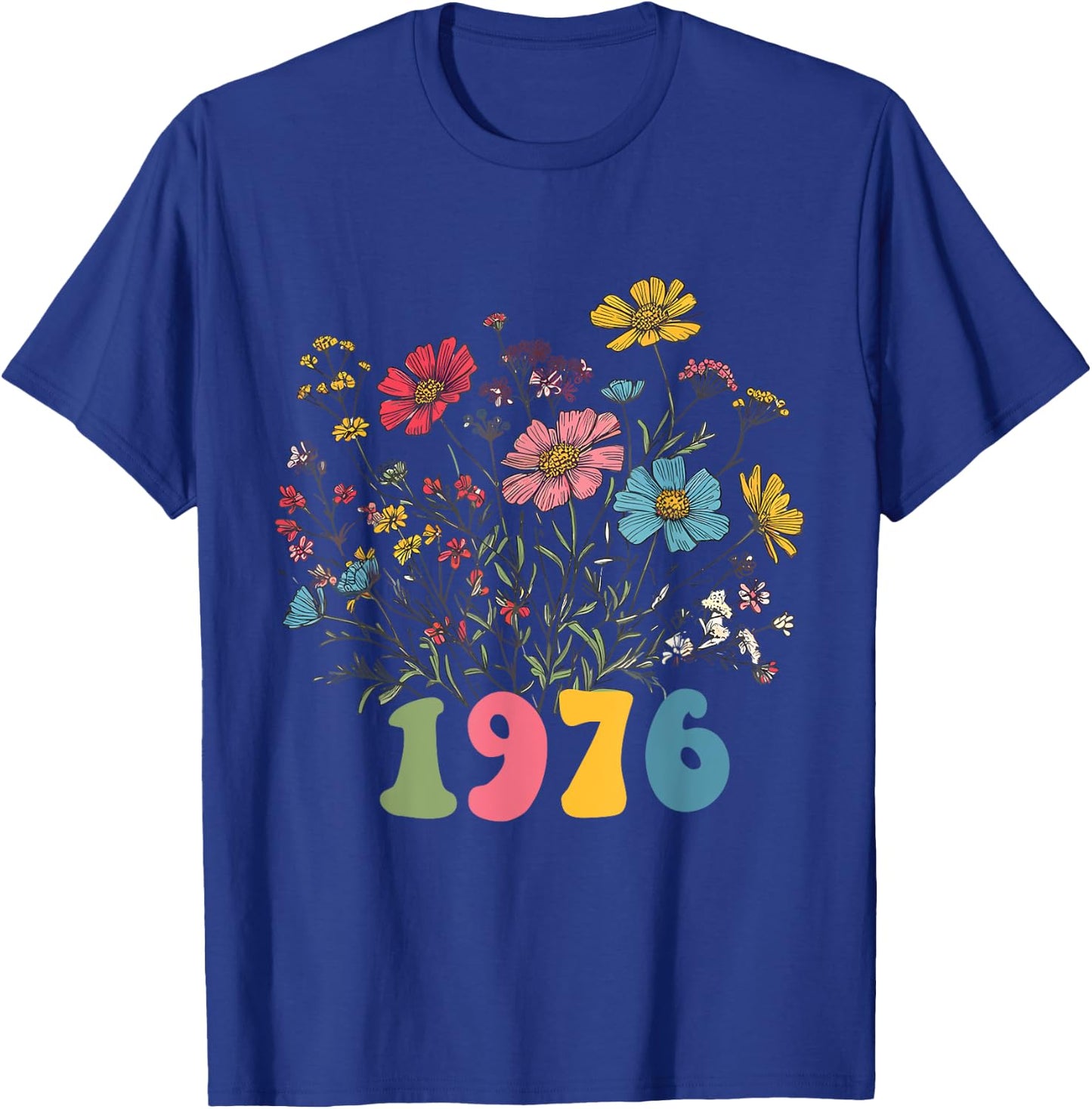 Wildflower Born 1976 49th Birthday 1976 Women's Birthday T-Shirt - T-Shirt | Royal