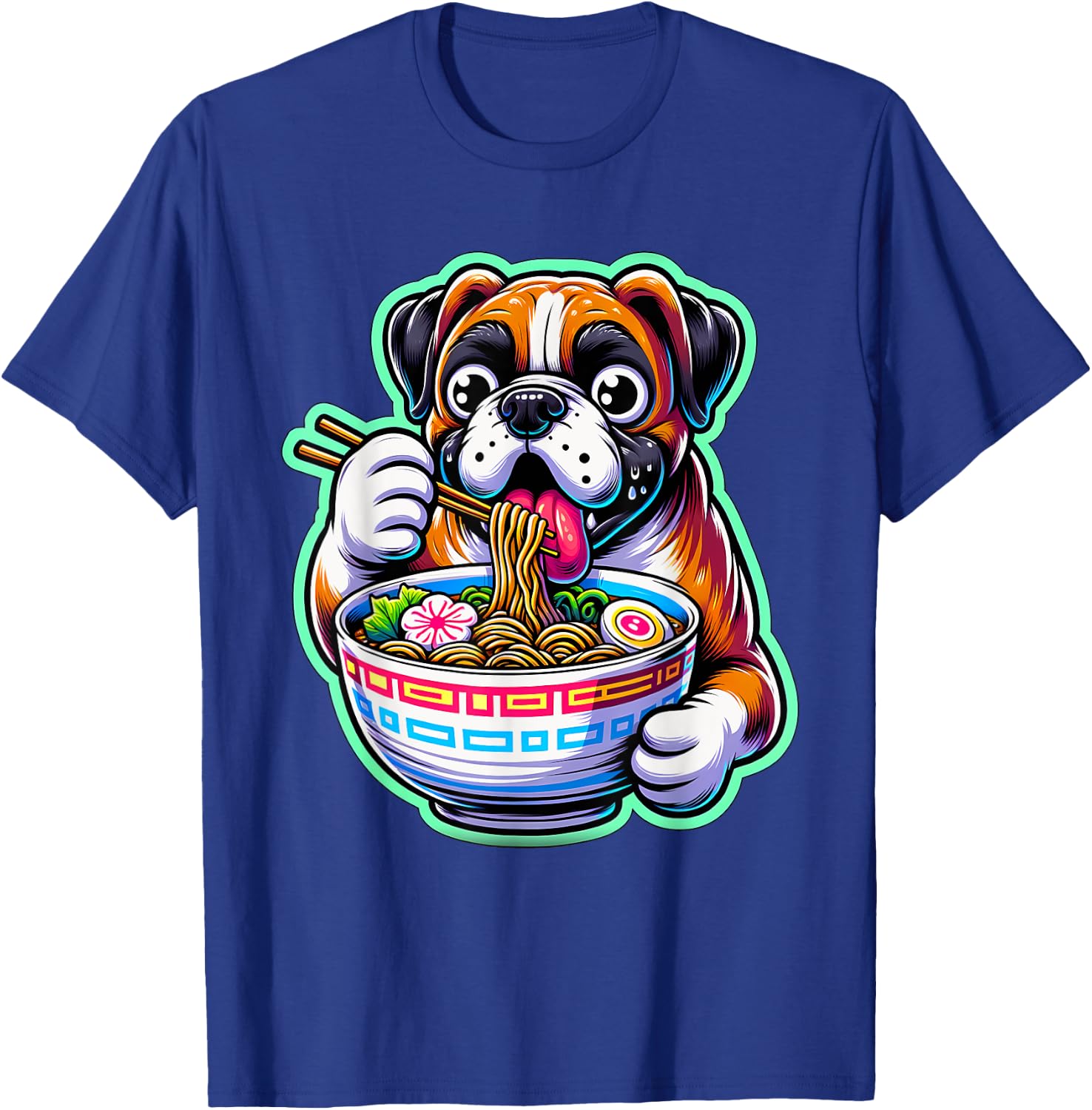 Kawaii Anime Boxer Dog Ramen T-Shirt - T-Shirt | Royal