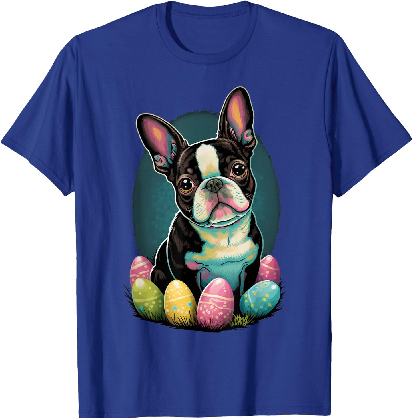 Easter Boston Terrier Bunny Eggs Dog Easter Boston Terrier Women Kids T-Shirt - T-Shirt | Royal
