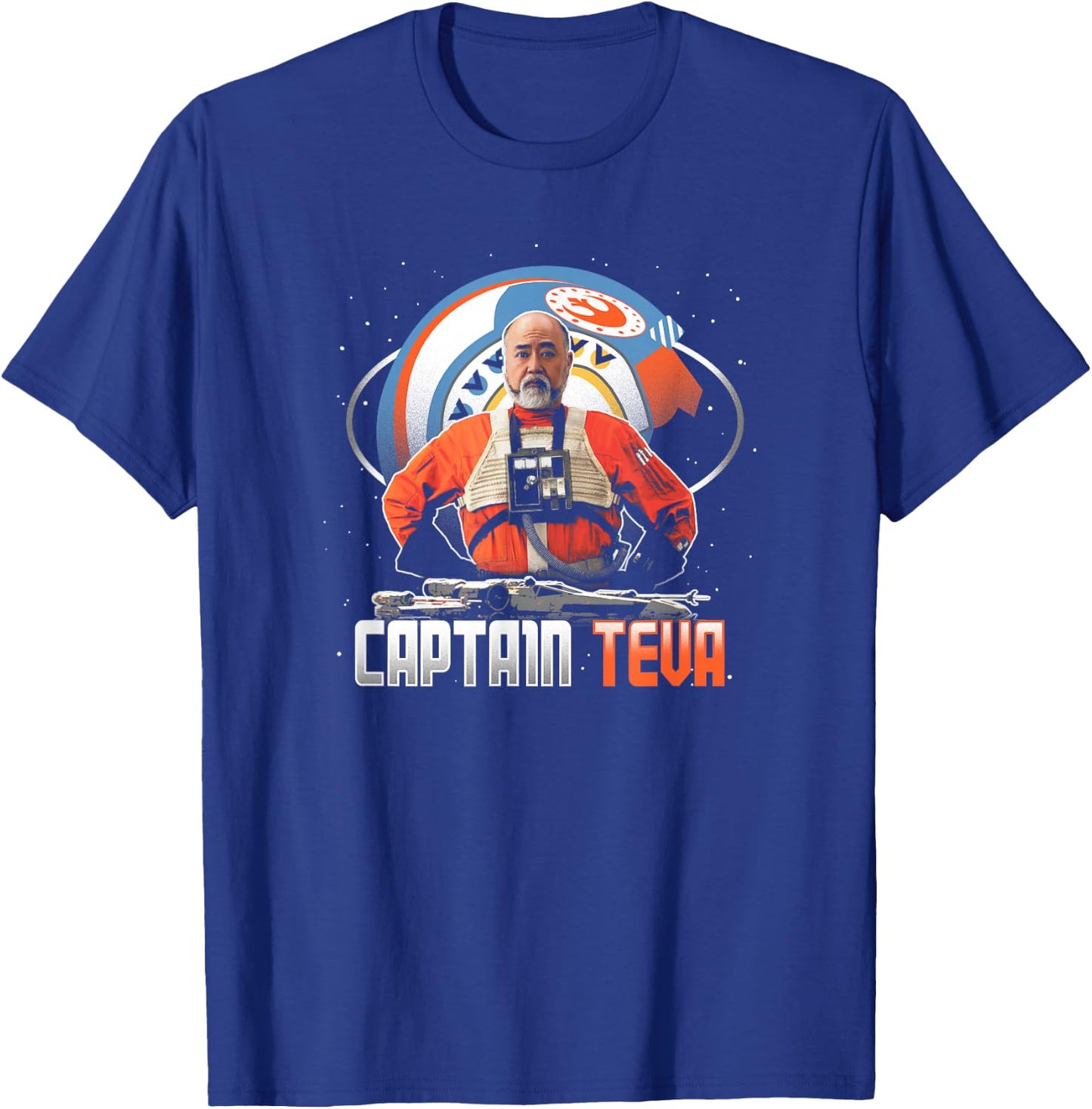 Star Wars: The Mandalorian Captain Teva Retro Space Poster T-Shirt - T-Shirt | Royal