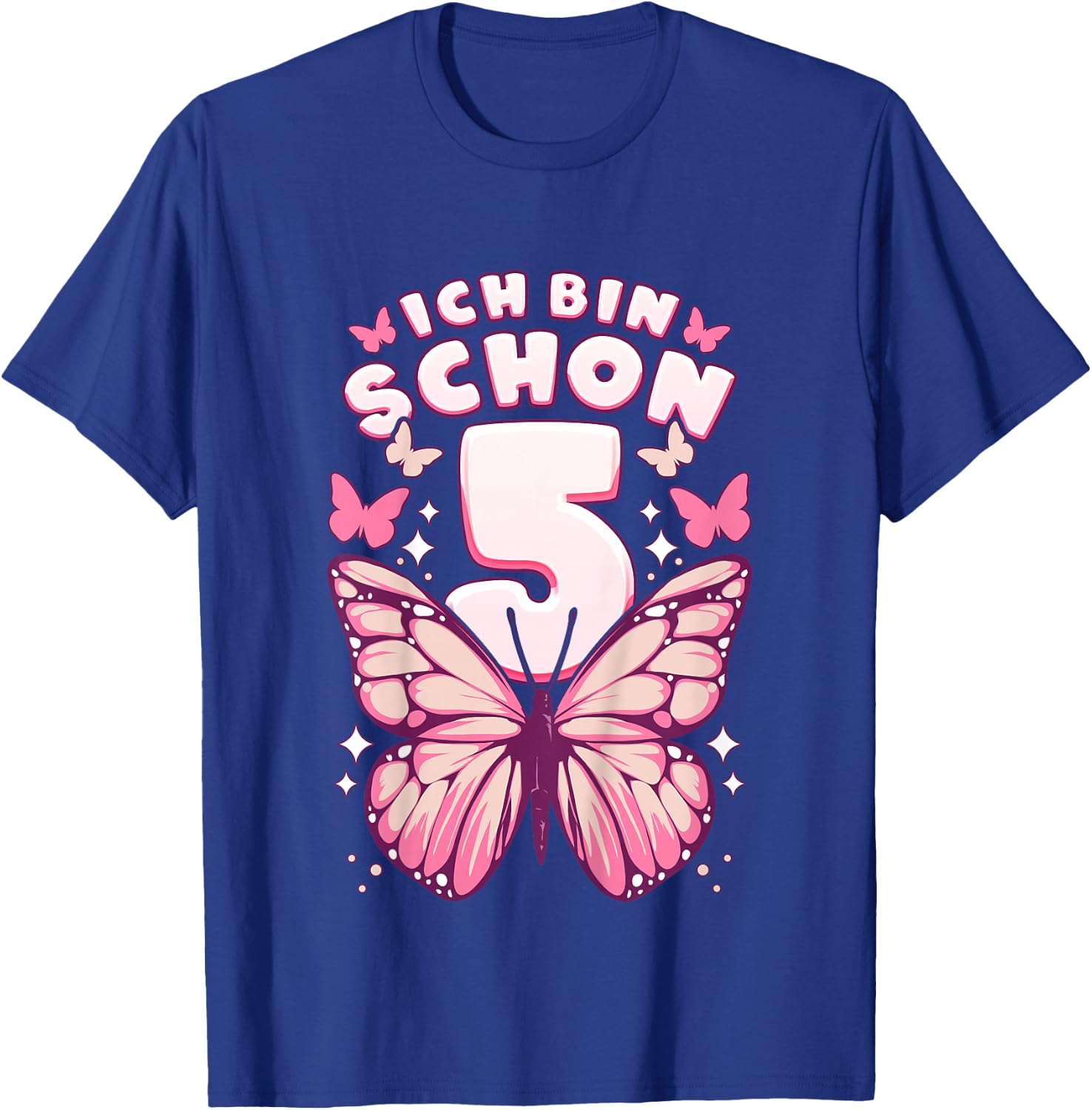 Geburtstag Mädchen 5 Jahre, Schmetterlinge und Nummer 5 T-Shirt - T-Shirt | Royal