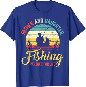 Father Daughter Fishing Partner for Life Retro Matching Dad T-Shirt - T-Shirt | Royal
