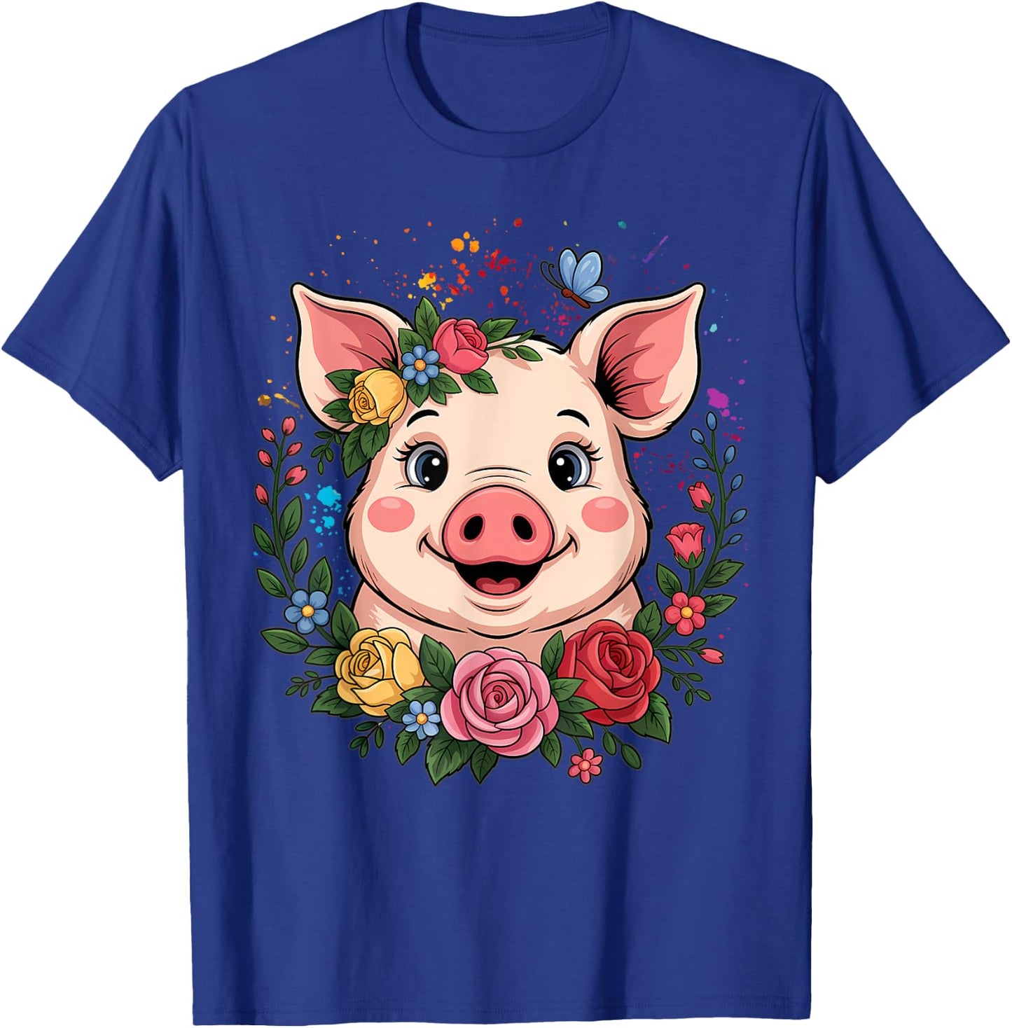 Cute Pig Lover Art Girls Unique Piggy Related T-Shirt - T-Shirt | Royal