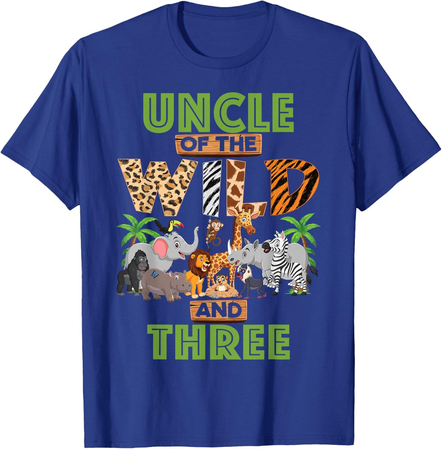 3rd Birthday Zoo Safari Jungle Uncle Of The Wild and Three T-Shirt - T-Shirt | Royal