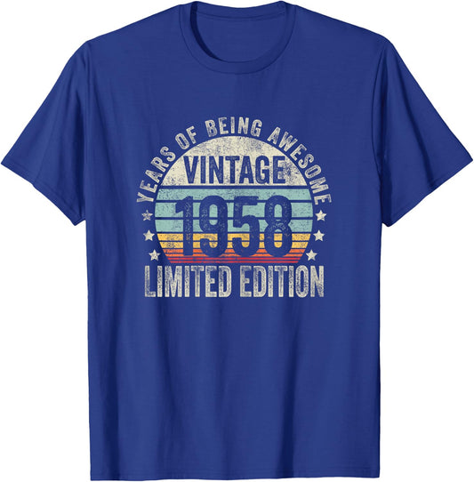 Vintage 1958 T Shirts Retro Funny 1958 Birthday T-Shirt - T-Shirt | Royal
