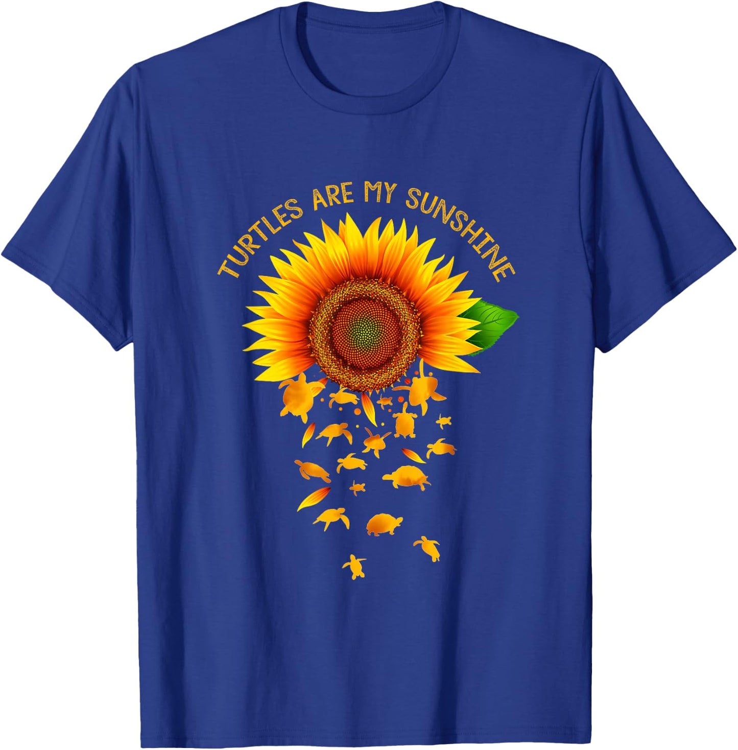 Cute Print Graphic Art Animal Lover Sunflower Turtles T-Shirt - T-Shirt | Royal