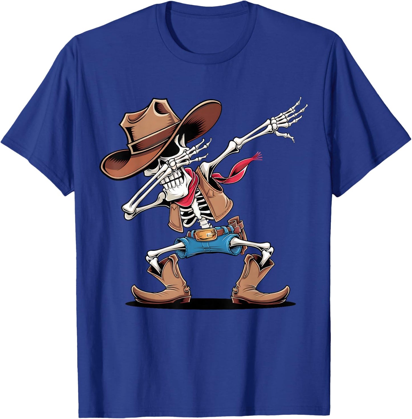 Dabbing Skeleton Cowboy Halloween Costume Boys Men Kids , black T-Shirt - T-Shirt | Royal