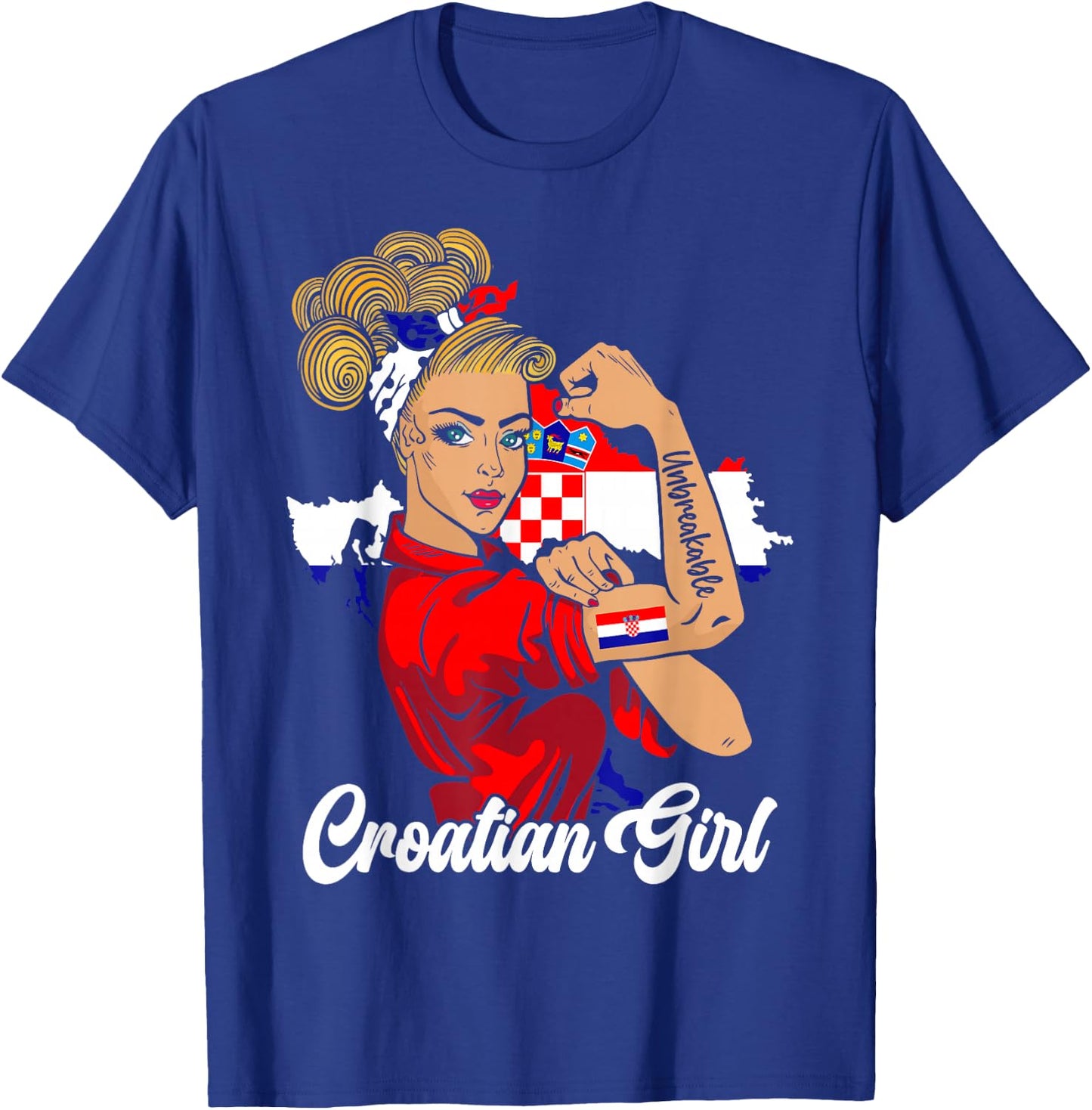 Kroatische Mädchen Kroatische Flagge Distressed Flag Woman Patriot T-Shirt - T-Shirt | Royal