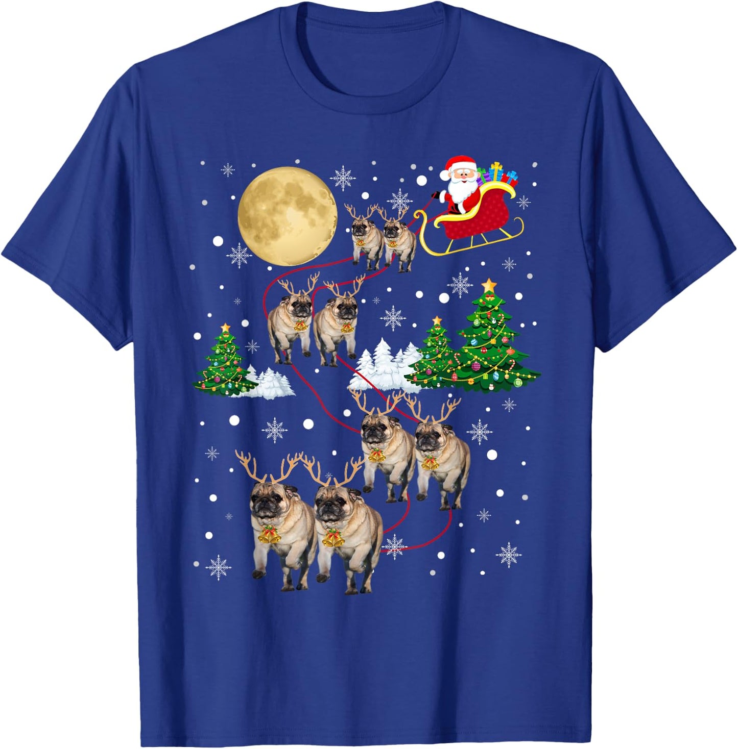Pug Dogs Tree Christmas Sweater Xmas Pet Animal Dog Gifts Men Women Kids T-Shirt - T-Shirt | Royal