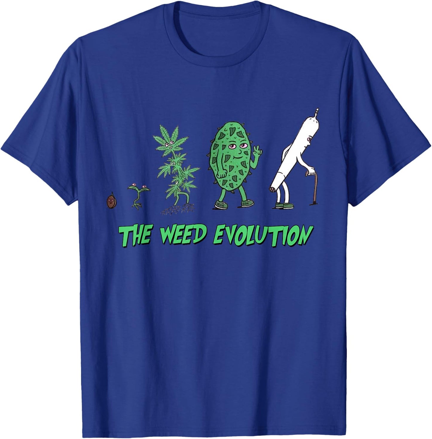 The Weed Evolution, Cannabis Humor, Marijuana, 420 , Black, S T-Shirt - T-Shirt | Royal