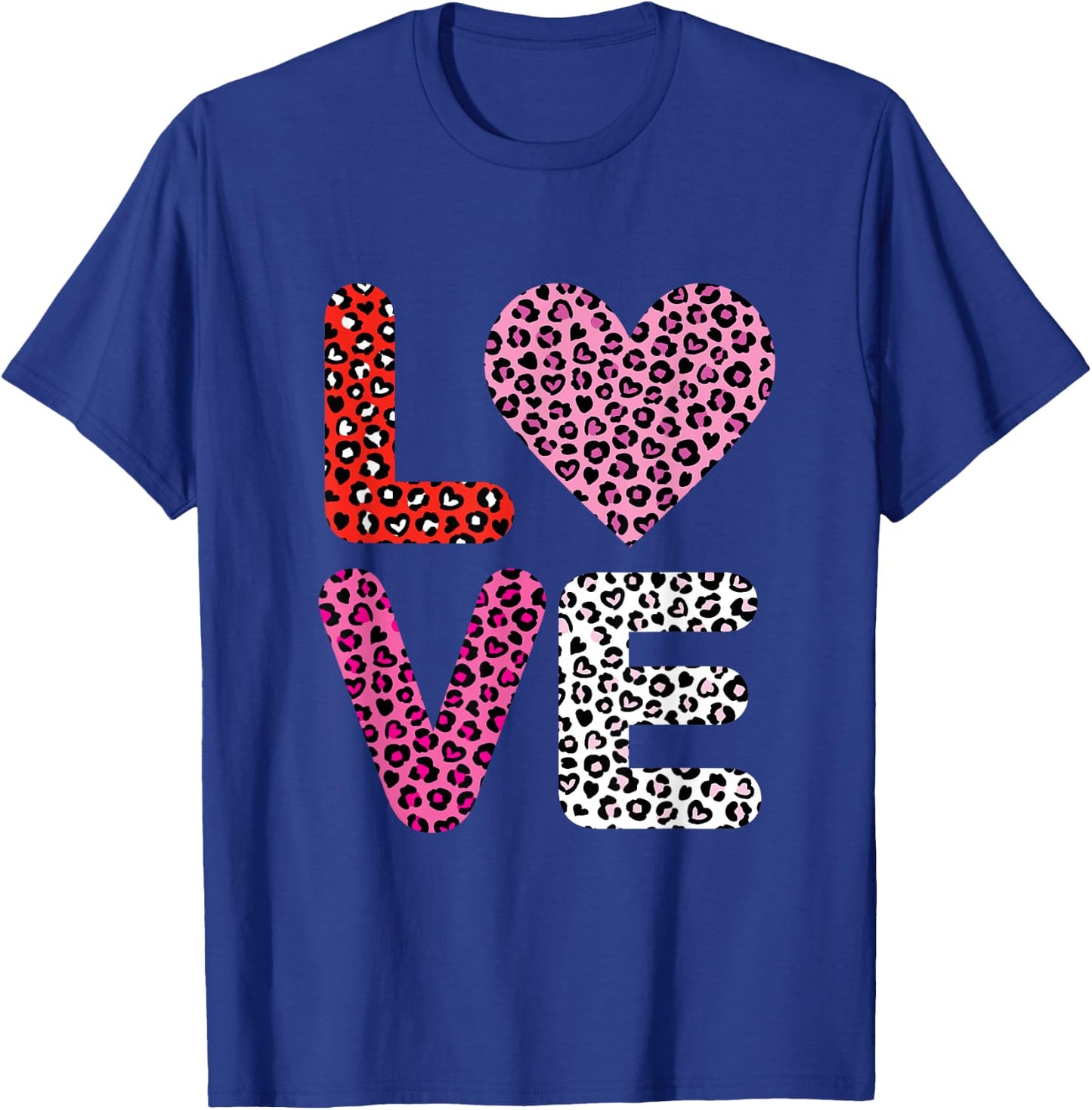 Love Heart Cute Valentine's Day Leopard Cheetah Print T-Shirt - T-Shirt | Royal