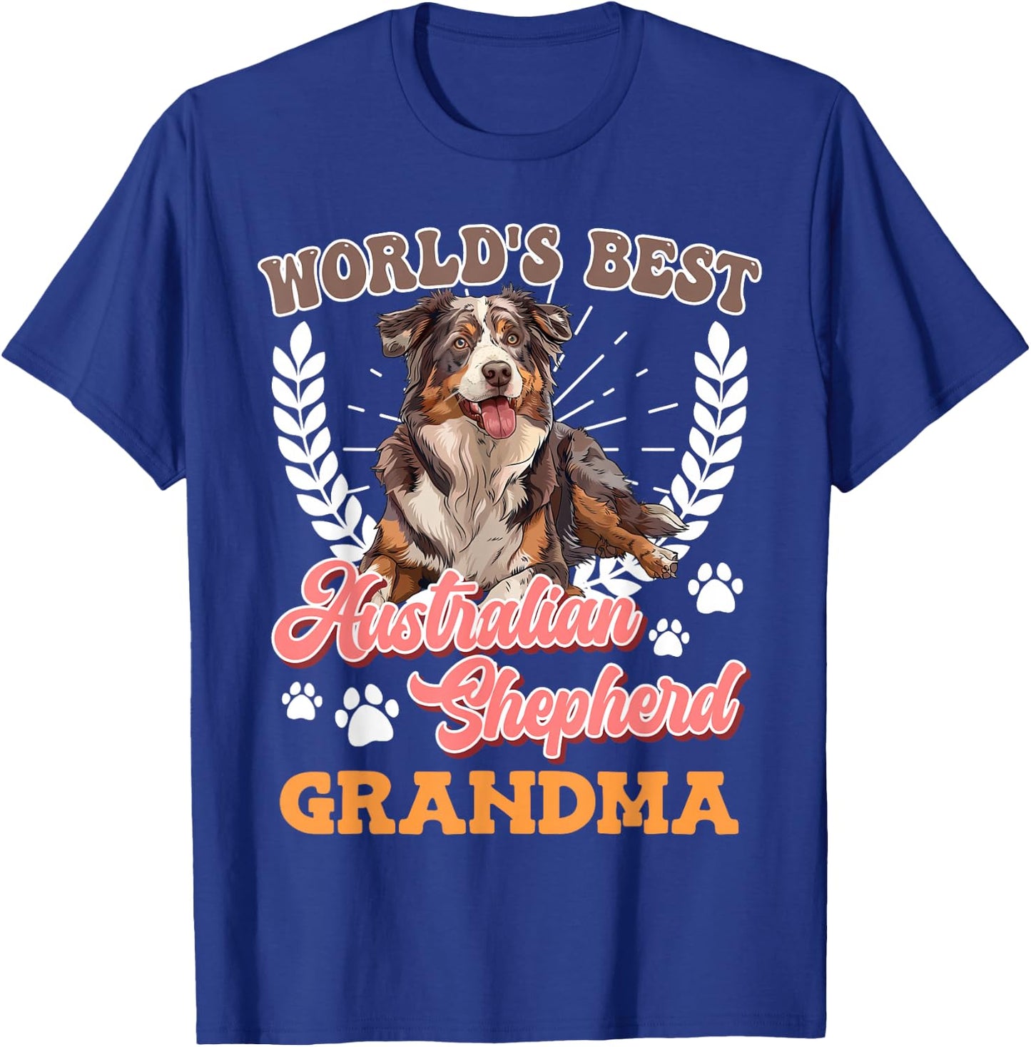 Dog Grandma World's Best Australian Shepherd Grandma Aussie T-Shirt - T-Shirt | Royal