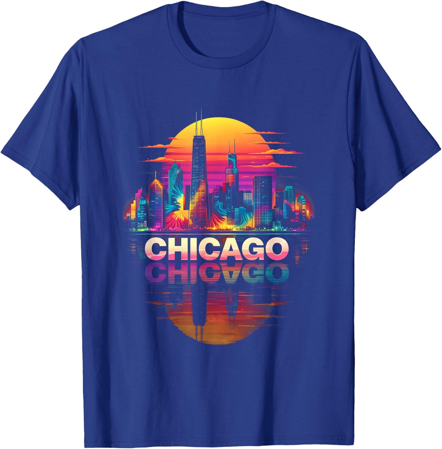 I Love Chicago Skyline Chicago City Tie Dye Souvenir Chicago T-Shirt - T-Shirt | Royal