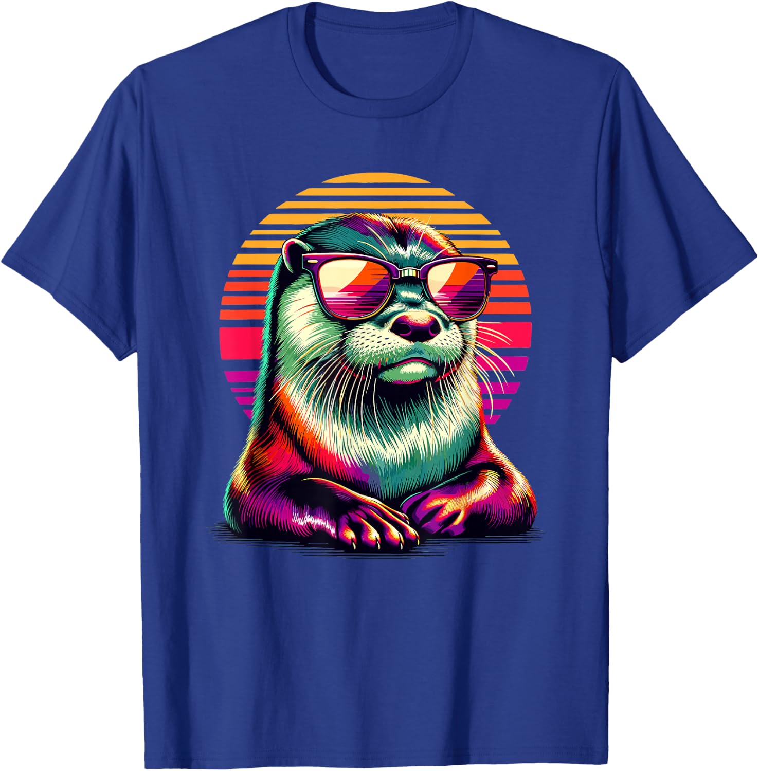 Colorful Pop Art Sunglasses Otter Sea Otters T-Shirt - T-Shirt | Royal