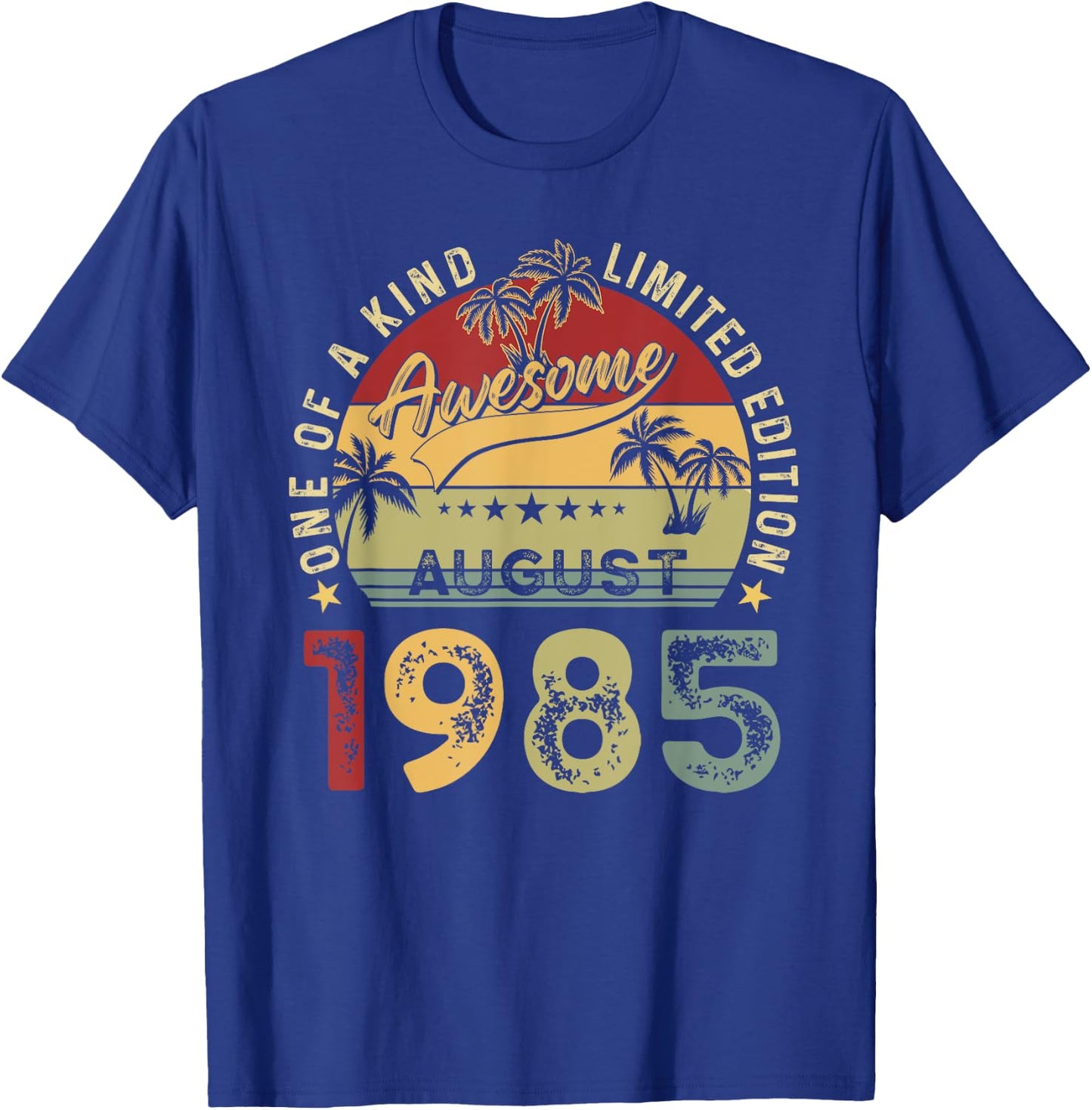 Awesome Since August 1985 Vintage Birthday Gift Men Women T-Shirt - T-Shirt | Royal