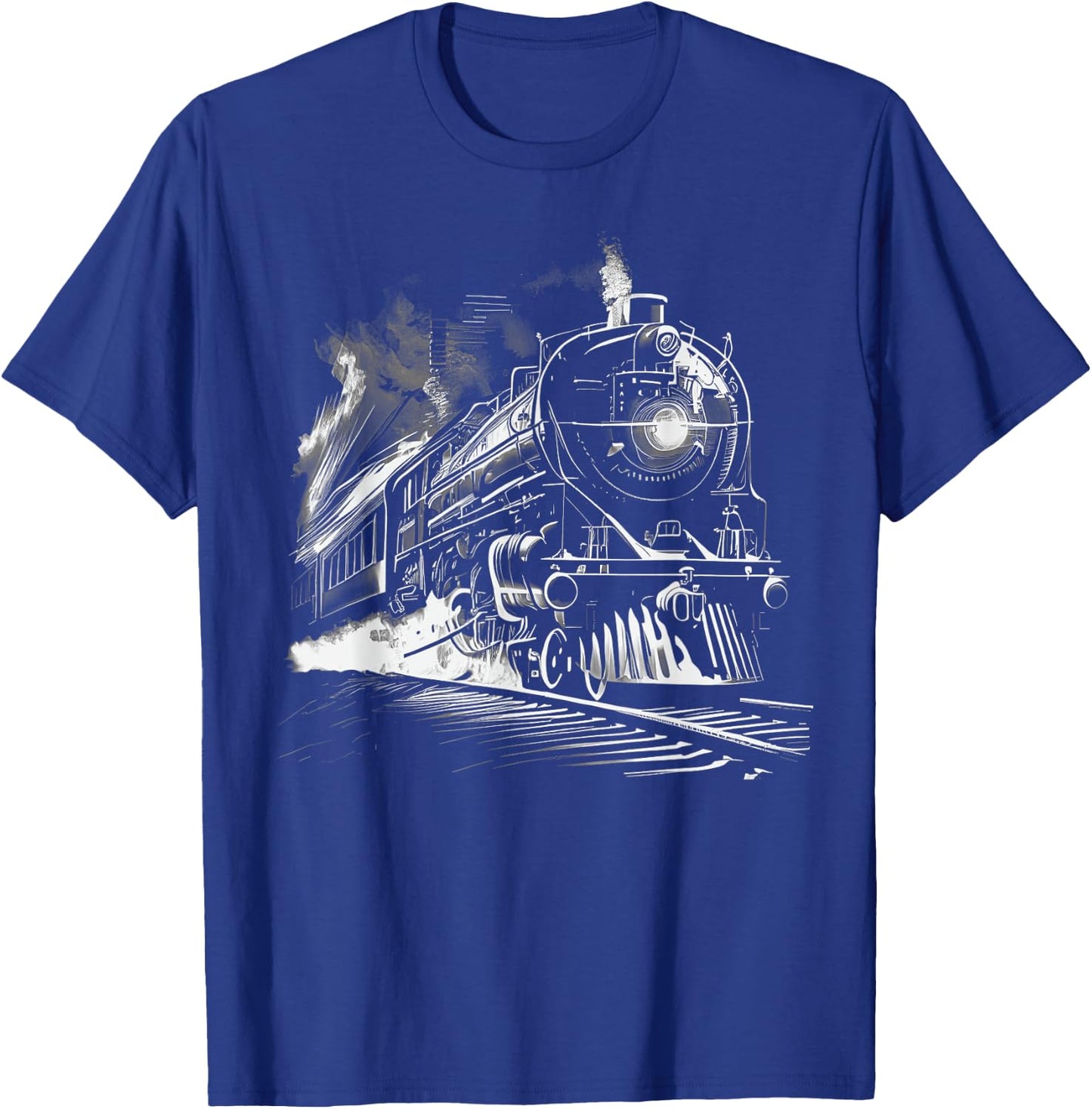 Steam Train Locomotive Train Vintage Train , Black, S T-Shirt - T-Shirt | Royal