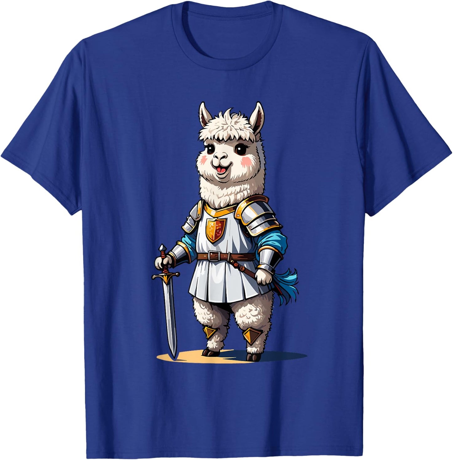 Alpaca Knight Sword and Shield Fantasy Roleplaying Gamers T-Shirt - T-Shirt | Royal