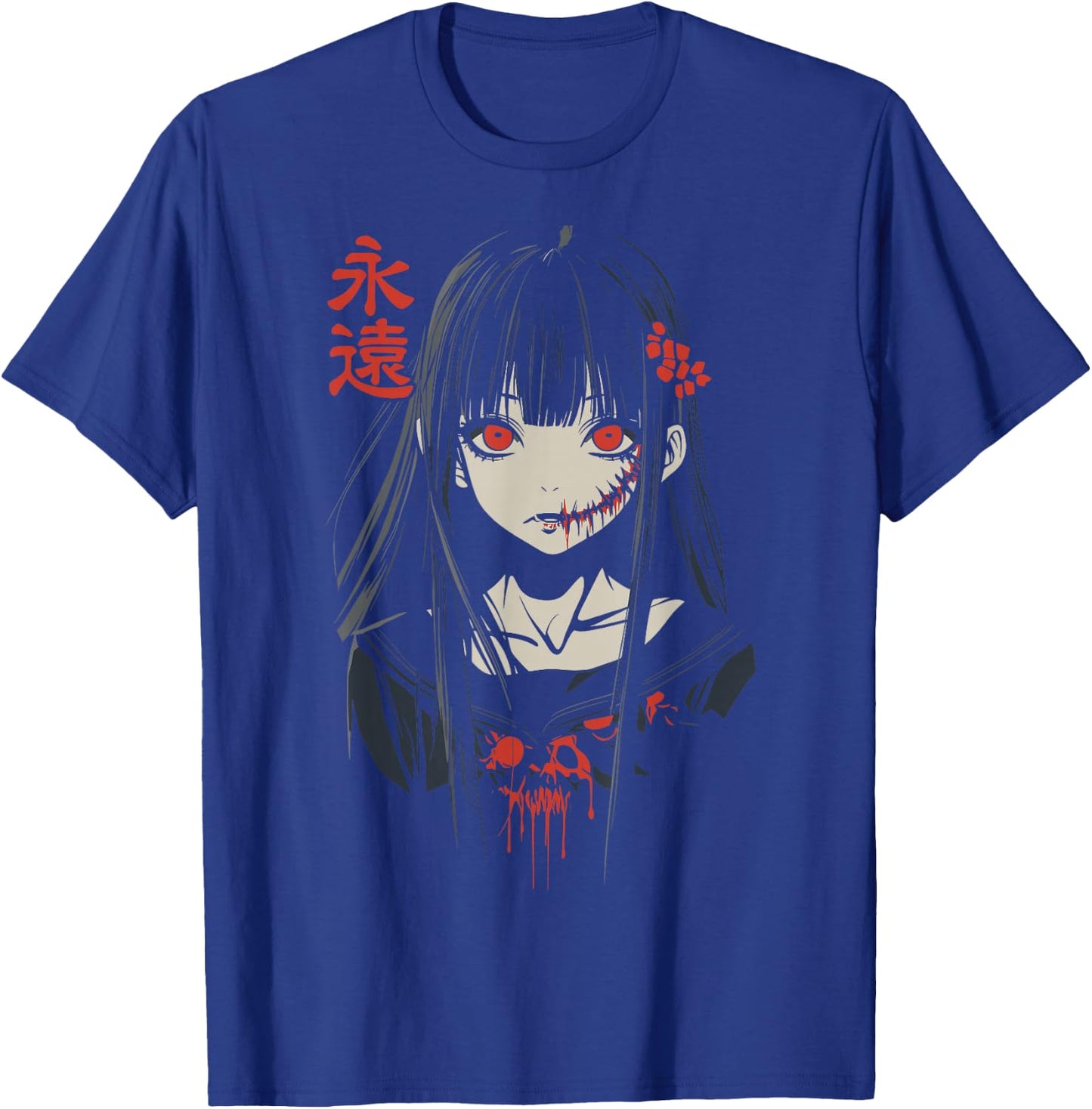 Anime Horror Girl Aesthetic Soft Grunge Waifu Japanese Girl T-Shirt - T-Shirt | Royal