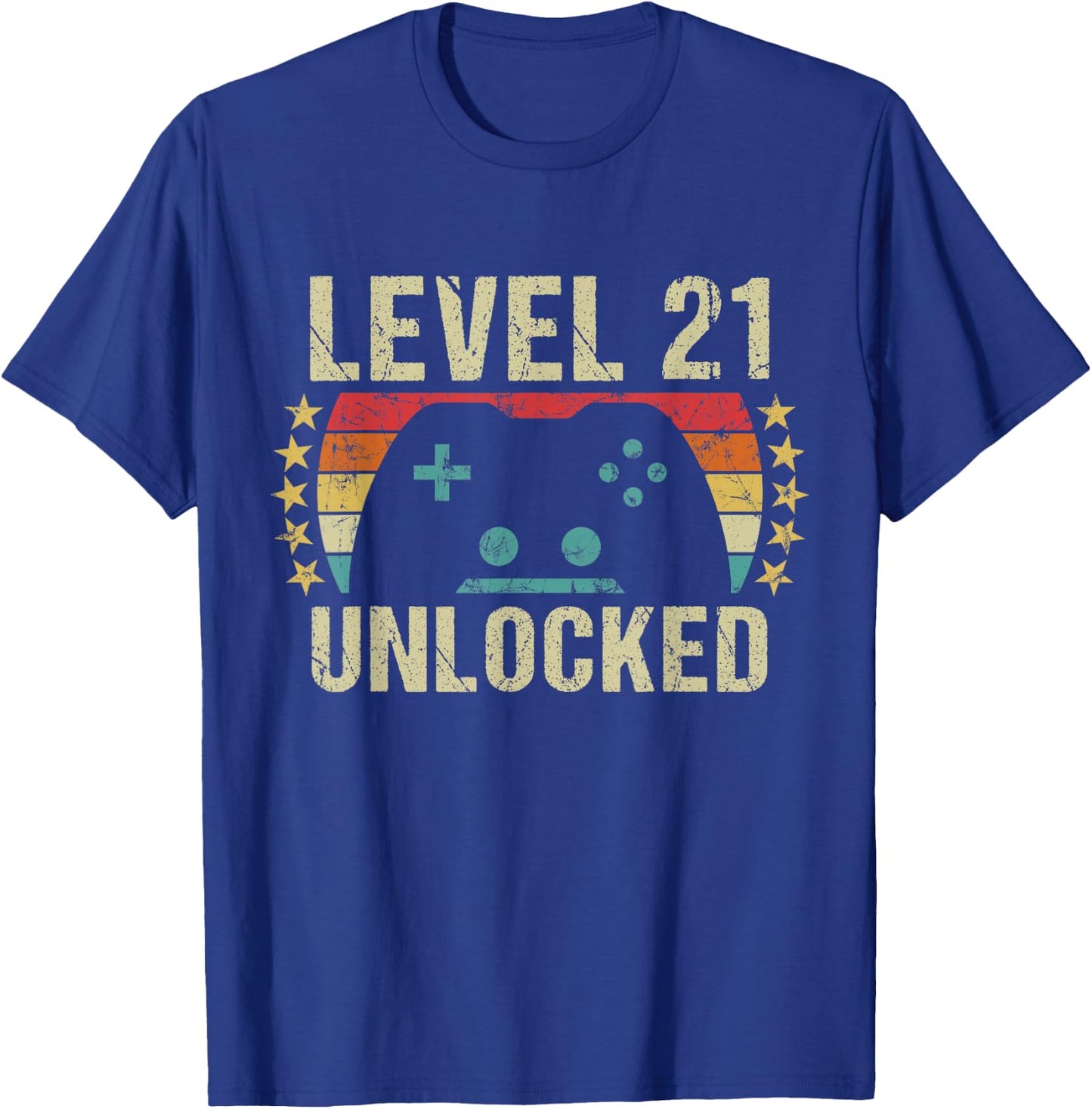 Gaming Vintage 21st Birthday Gift 21 Year Old Boy Girl Gamer T-Shirt - T-Shirt | Royal