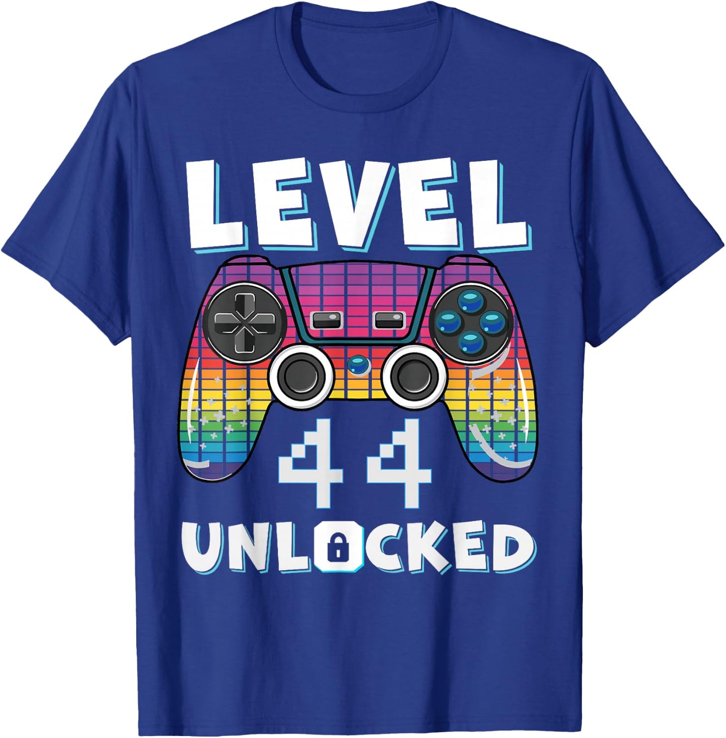 Level 44 Unlocked Funny Video Gamer 44th Birthday Gaming T-Shirt - T-Shirt | Royal