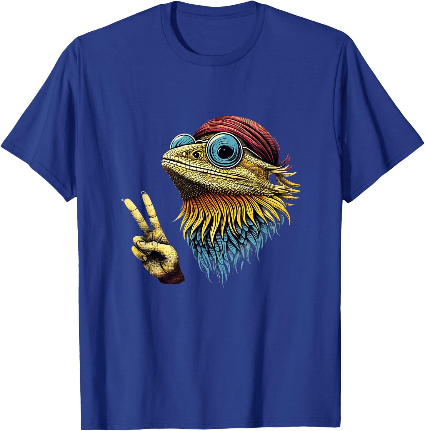 Bearded Dragons Reptile Lizard Pet Hippie Style T-Shirt - T-Shirt | Royal