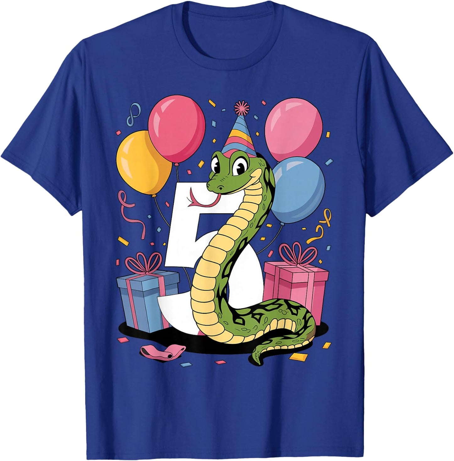 Snake 5th birthday for boy girl 5 years old fifth five Snake T-Shirt - T-Shirt | Royal