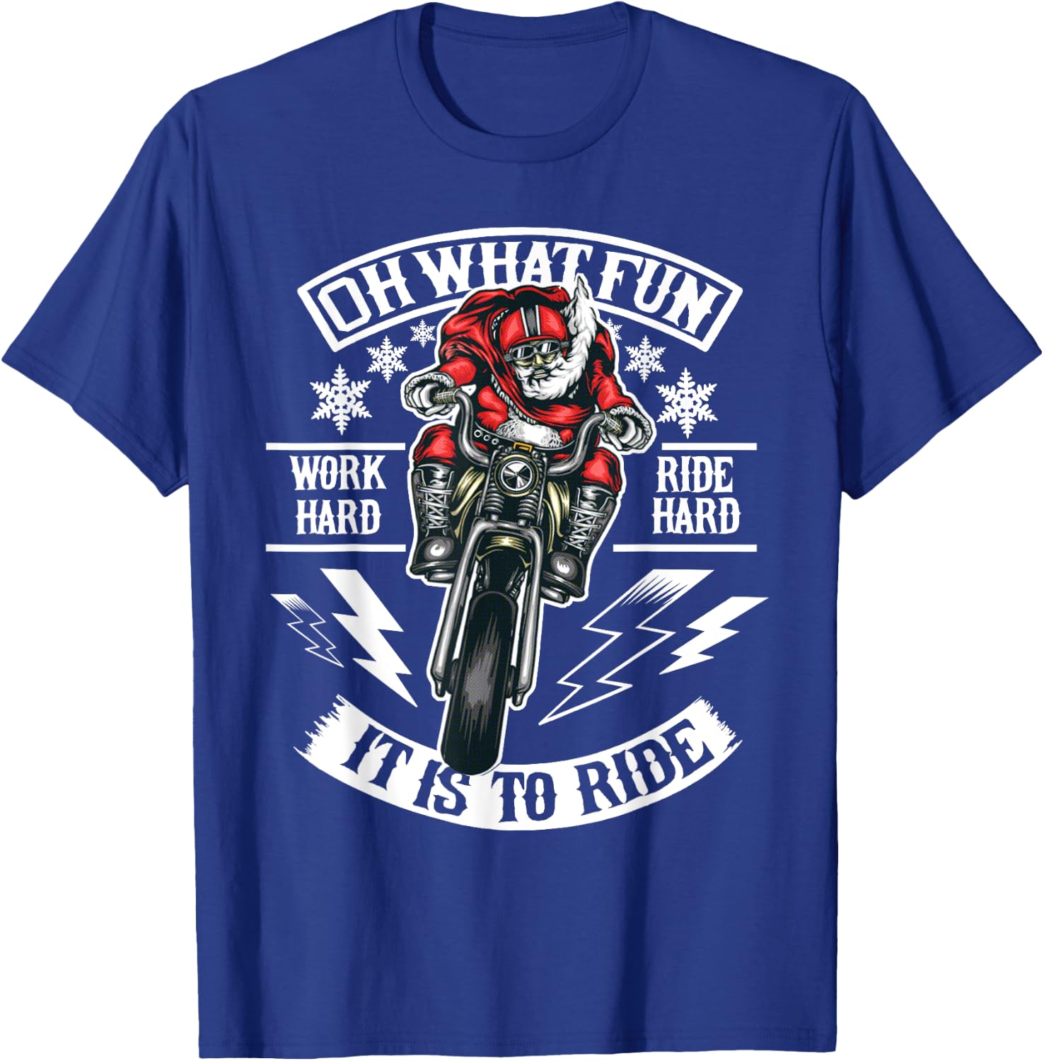 Christmas Motorcycle Santa Biker T-Shirt - T-Shirt | Royal
