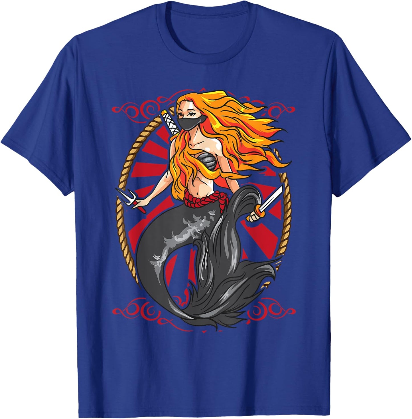 Ninja Mermaid | Cool Shinobi Mercenary Warrior Graphic Gift T-Shirt - T-Shirt | Royal