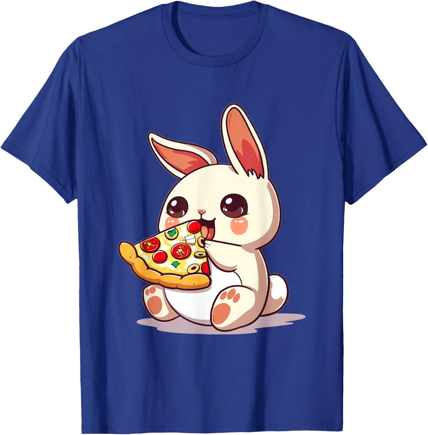 Funny Bunny Rabbit eating Pizza Graphic T-Shirt - T-Shirt | Royal