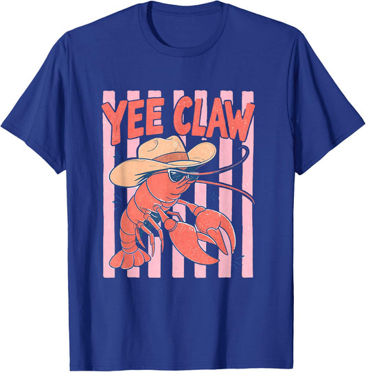 Striped Lobster Cowboy Yee Claw Funny Western Beach Cowgirl T-Shirt - T-Shirt | Royal