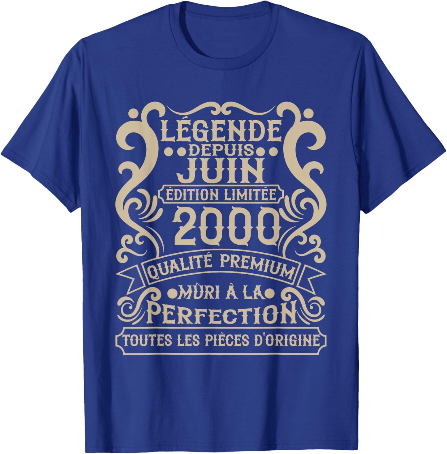 June 2000 - 25 Years Anniversary Gift Vintage 2000 T-Shirt - T-Shirt | Royal