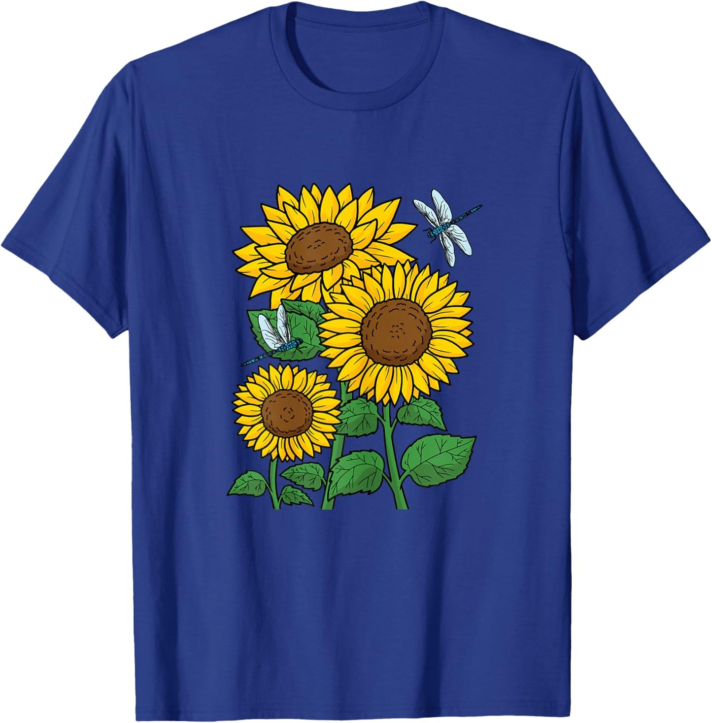 Sunflower Wildflower Dragonfly Floral Flower Women Girls T-Shirt - T-Shirt | Royal