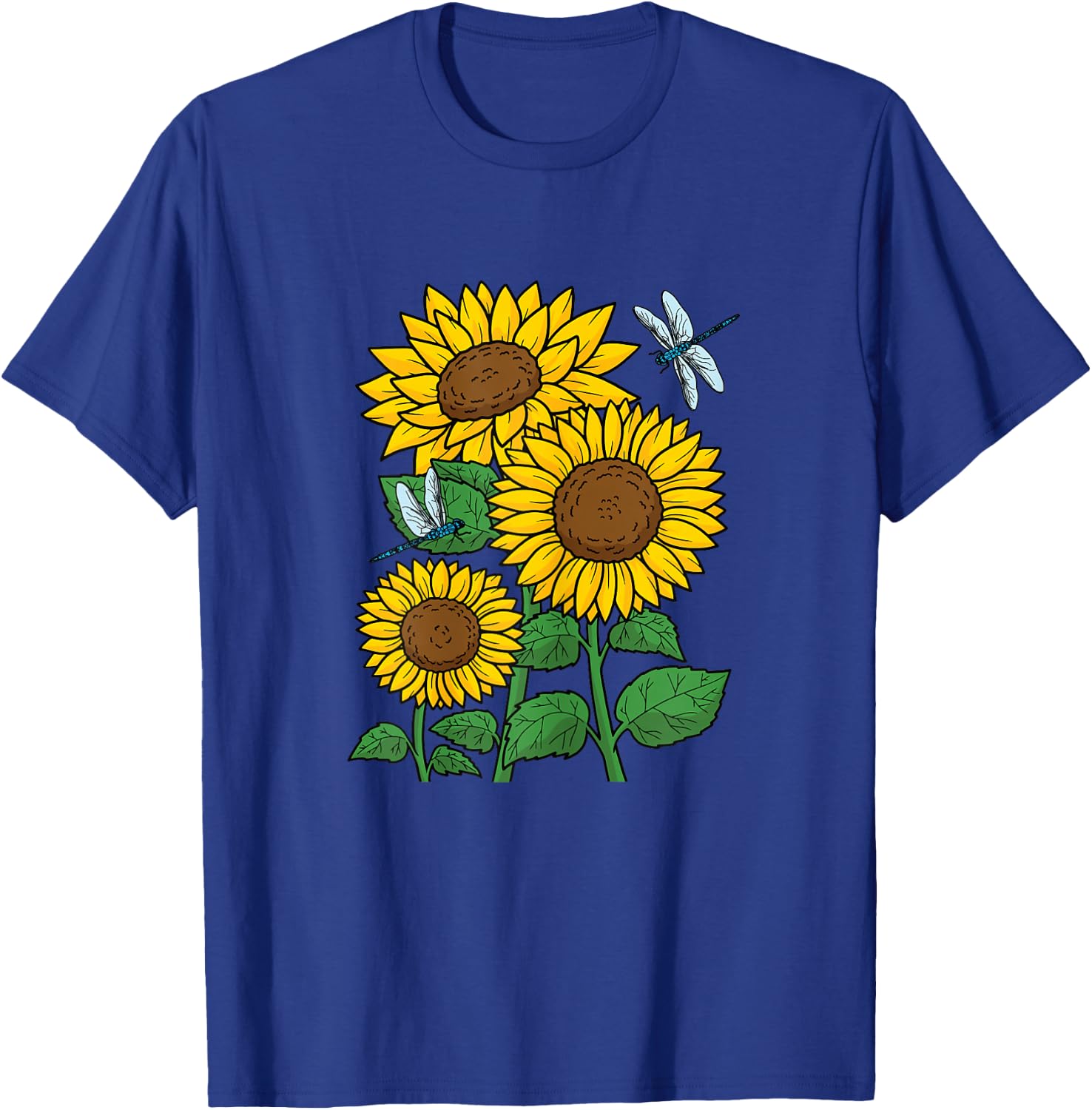 Sunflower Wildflower Dragonfly Floral Flower Women Girls T-Shirt - T-Shirt | Royal