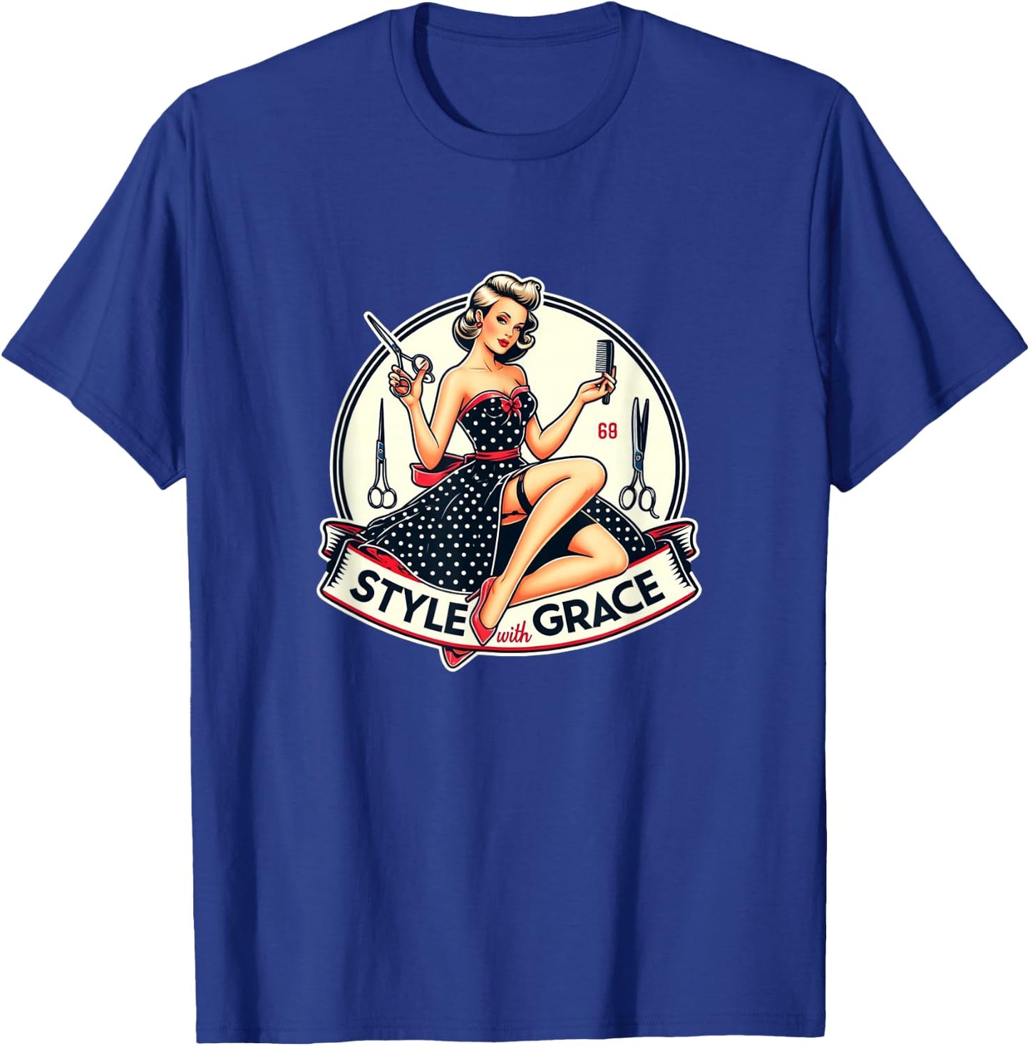 Style With Graphic Pin-Up Grace - S25 , Black, S T-Shirt - T-Shirt | Royal