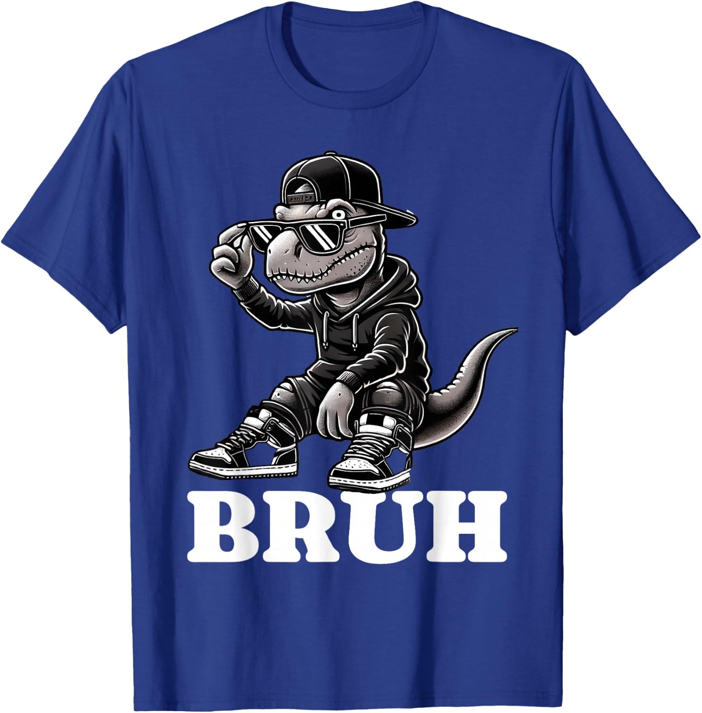 Hip Hop T Rex Dinosaur Bruh Funny Boys Teens Saying Humor T-Shirt - T-Shirt | Royal