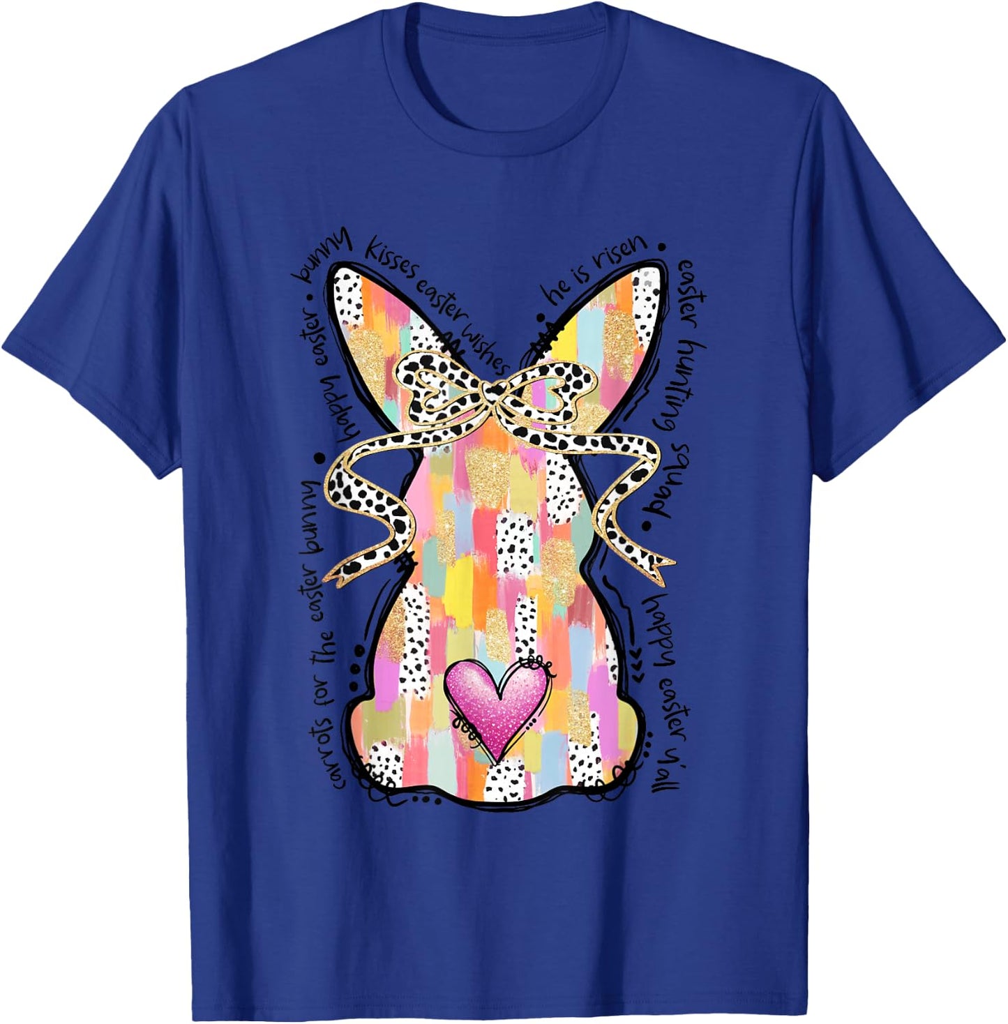 Happy Easter Bunny Coquette Bow Brushstroke Easter Girl Kids T-Shirt - T-Shirt | Royal