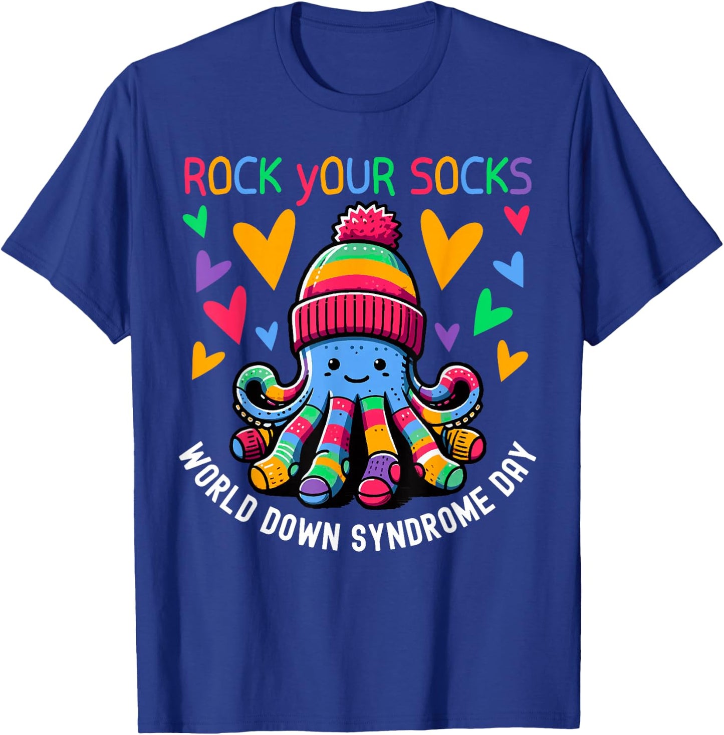 Rock Your Socks Down Syndrome Awareness Day Octopus WDSD T-Shirt - T-Shirt | Royal