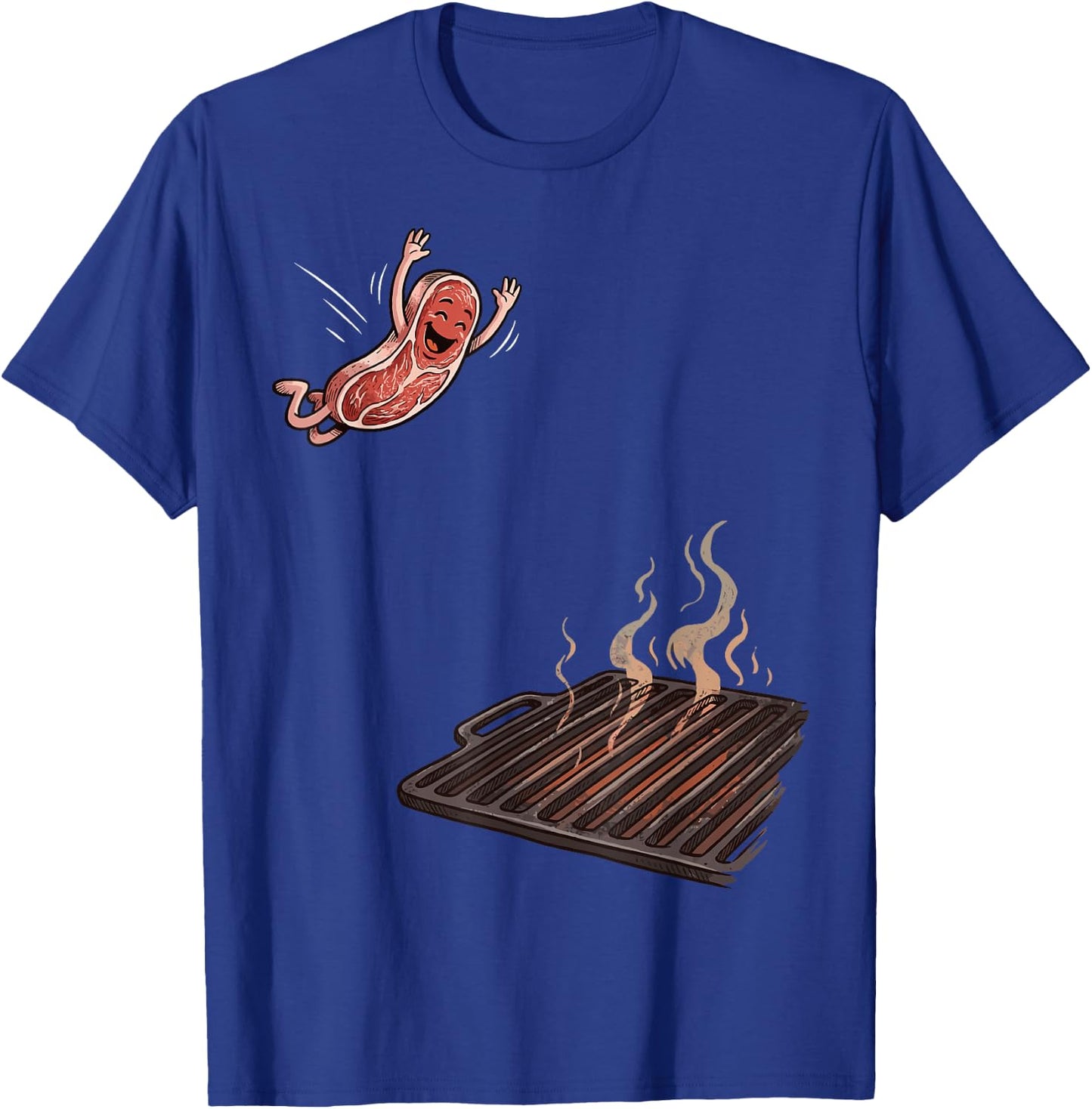 Steak Jumping on to Grill Funny BBQ T-Shirt - T-Shirt | Royal