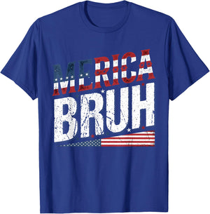 Merica Bruh 4th of July USA American Men Women T-Shirt - T-Shirt | Royal