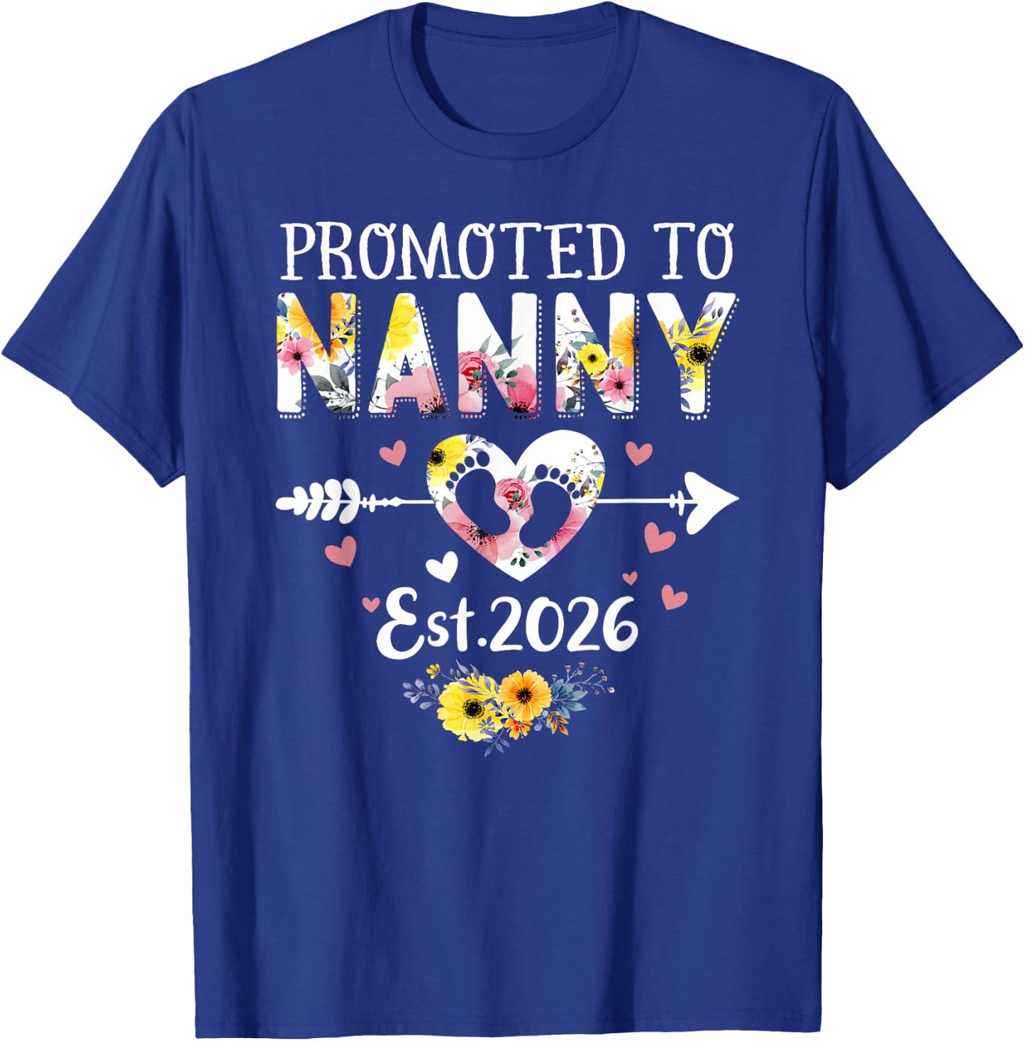 Promoted to Nanny 2026 First Time New Grandma Pregnancy T-Shirt - T-Shirt | Royal