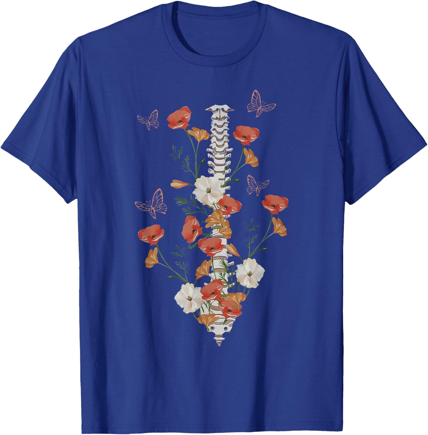 Wildflower Spine Surgeon Chiropractor Radiology Xray Tech T-Shirt - T-Shirt | Royal