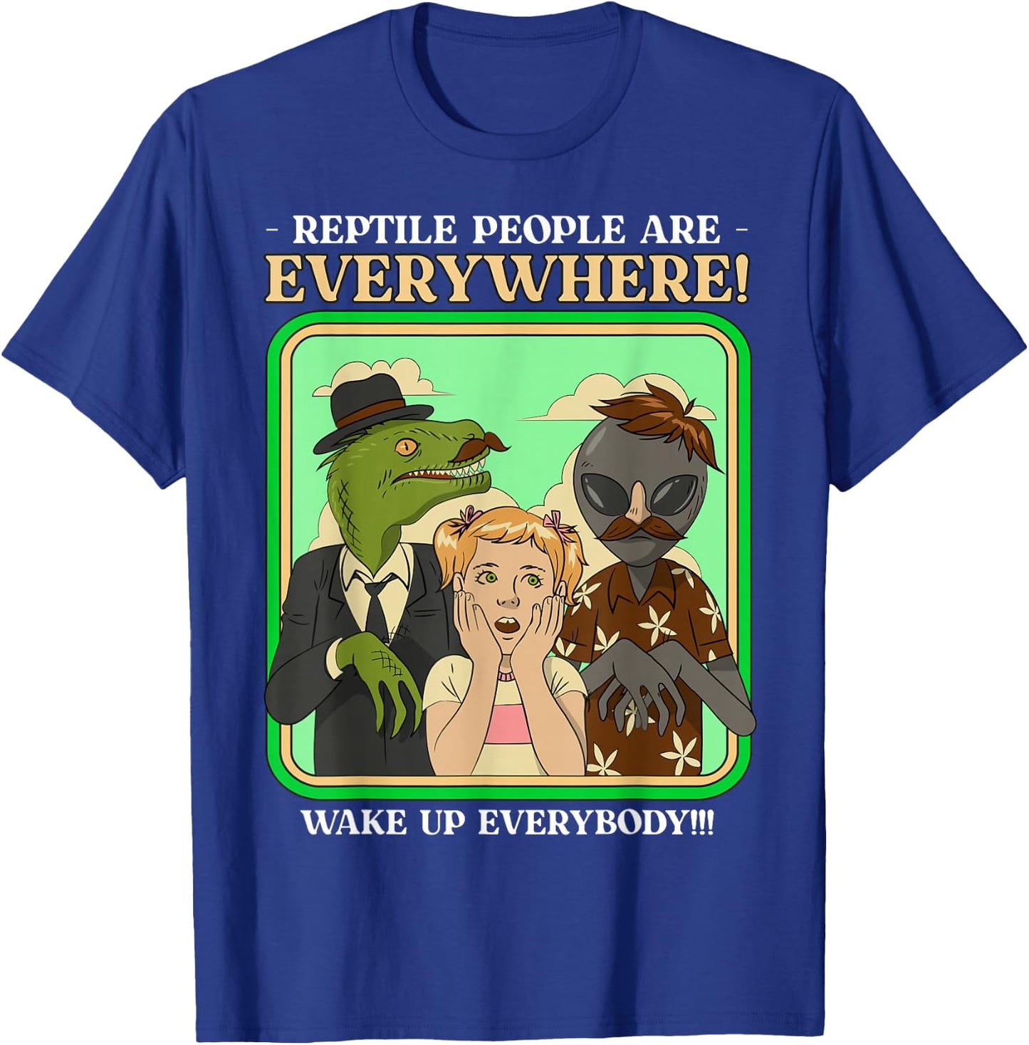 Reptiloid Conspiracy Theorist Gifts - Lizard People T-Shirt - T-Shirt | Royal