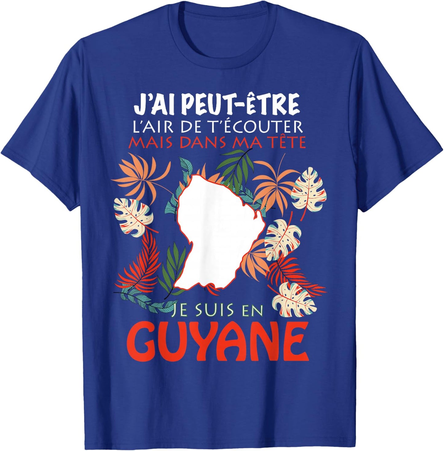 Dans Ma Tête Je Suis En Guyana Gift Man Woman , Black, S T-Shirt - T-Shirt | Royal