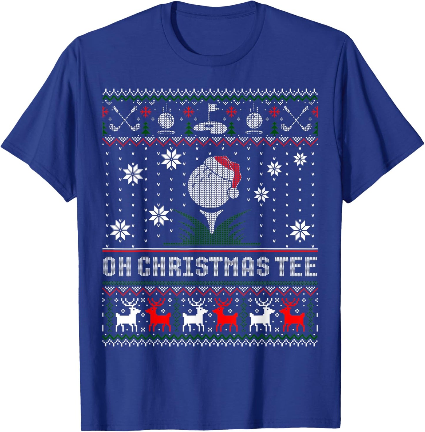 Golf Christmas Golfer Oh Christmas Ugly Sweater T-Shirt - T-Shirt | Royal