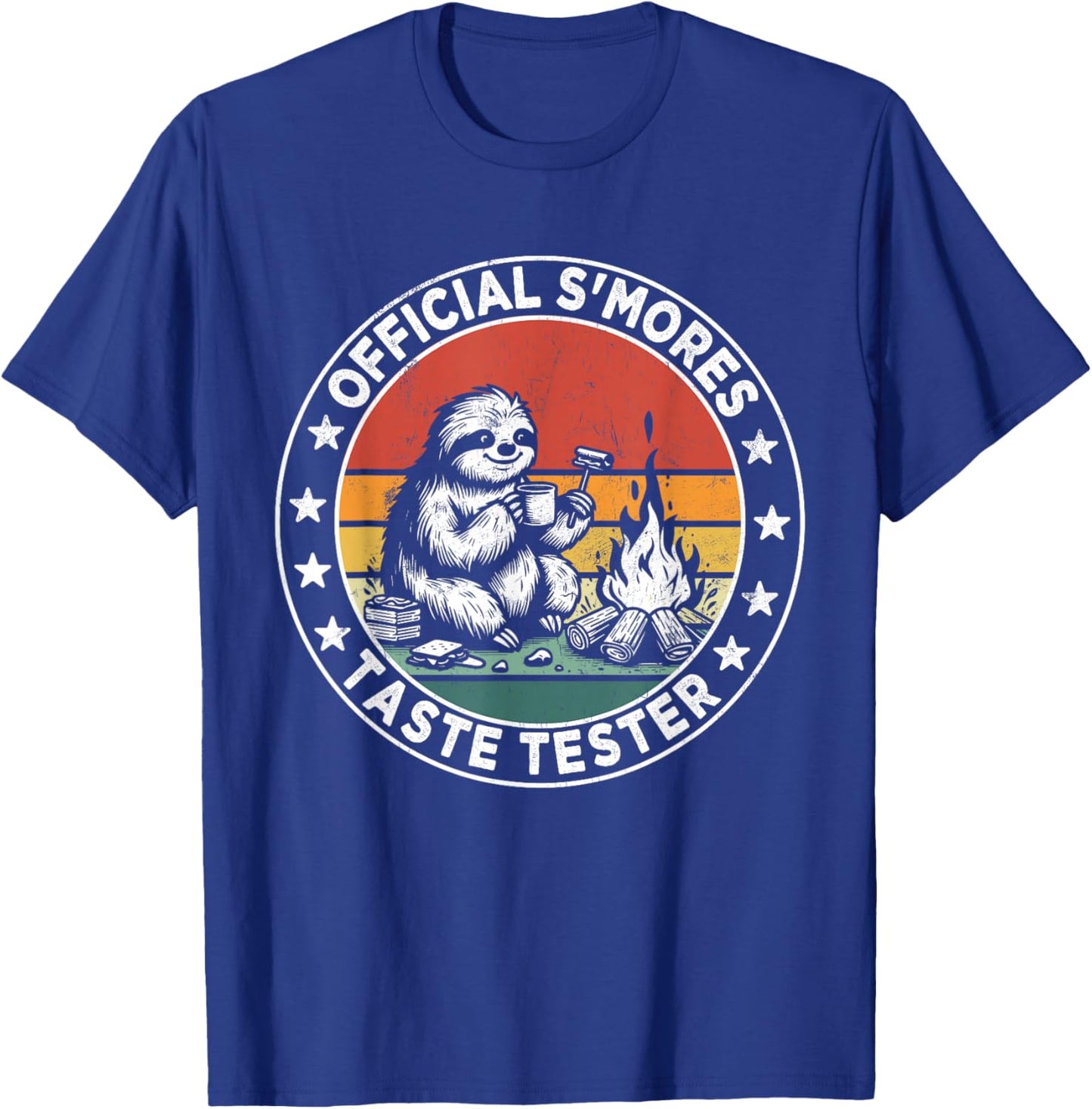 Official S'mores Tester Funny Vintage Sloth S'more Camping T-Shirt - T-Shirt | Royal
