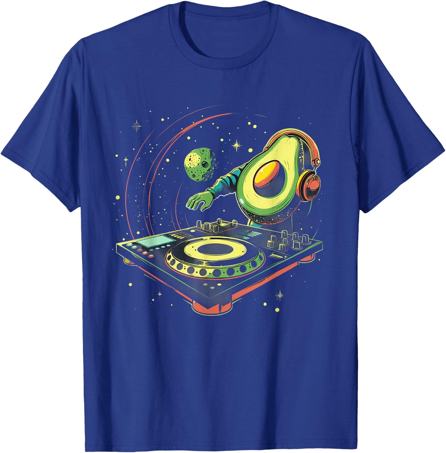 Avocado Music DJ Turntable DJ Avocado Fruits EDM Space T-Shirt - T-Shirt | Royal